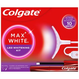 Colgate Max White Led Teeth Whitening Kit - Ultimate Whitening in 10 Minutes - Reverses up to 20 Years of Stains - Flexible Led Whitening Device - Teeth Whitening Serum with New Precision Applicator