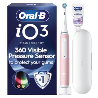 Oral-B iO3 Electric Toothbrush, Blush Pink, with Travel Case and Toothpaste