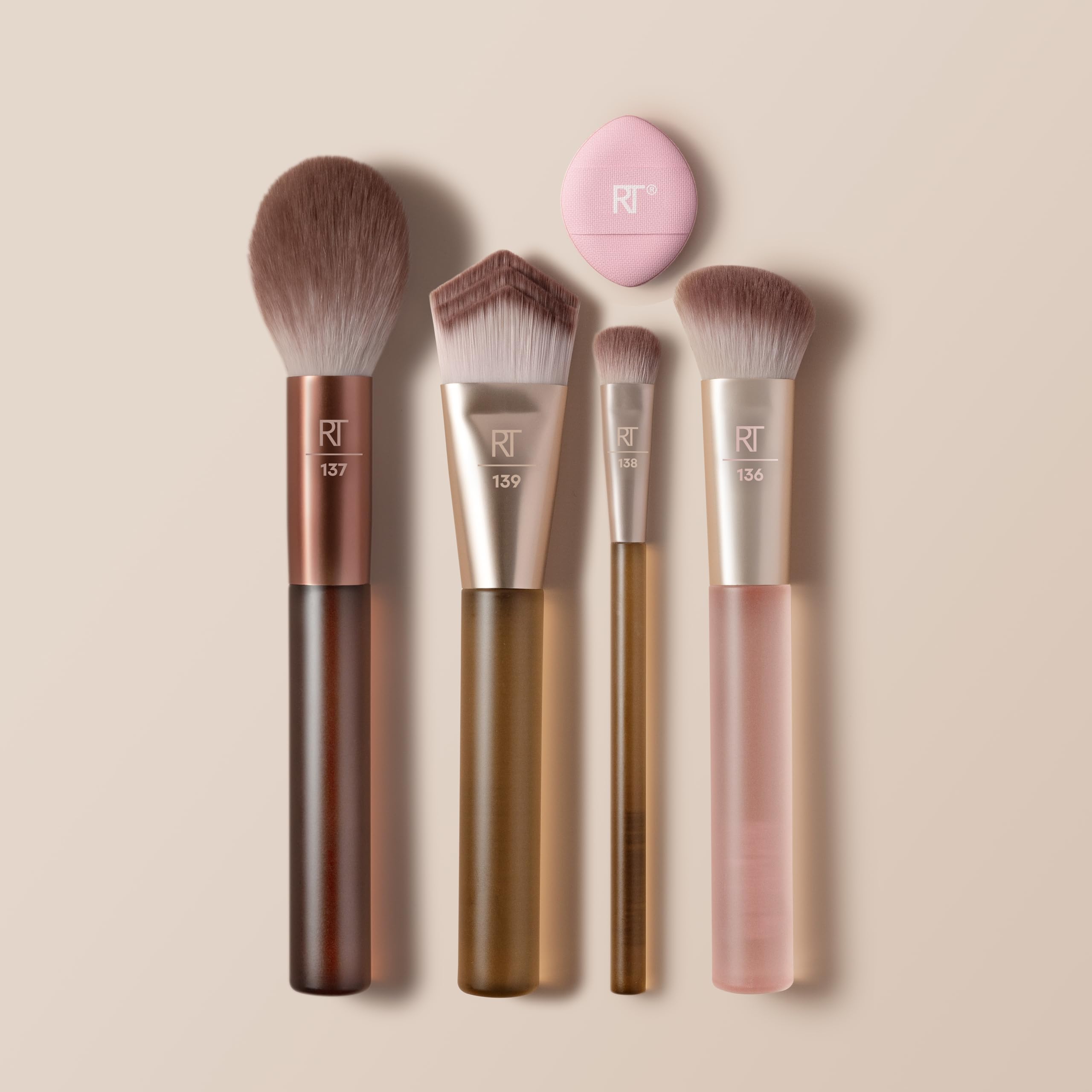 Real Techniques New Nudes 2.0 Blurred Base Kit, Soft Bristles, Set of 5 | Face Makeup Brushes Kit, Powder Puff Included, Seamless Blending of Cream, Liquid & Powder Formulas, Vegan & Cruelty-Free - Image 6
