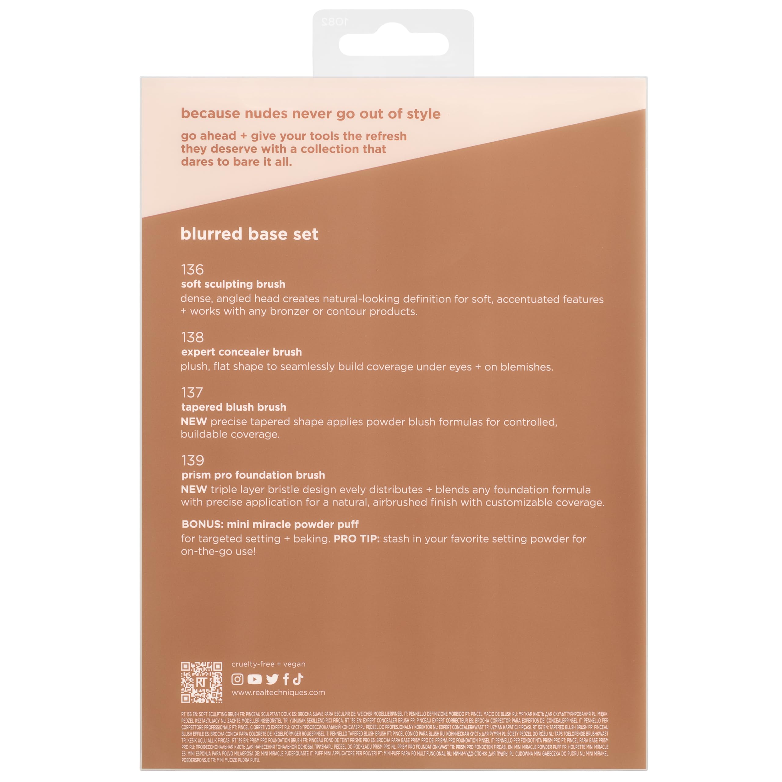 Real Techniques New Nudes 2.0 Blurred Base Kit, Soft Bristles, Set of 5 | Face Makeup Brushes Kit, Powder Puff Included, Seamless Blending of Cream, Liquid & Powder Formulas, Vegan & Cruelty-Free - Image 3