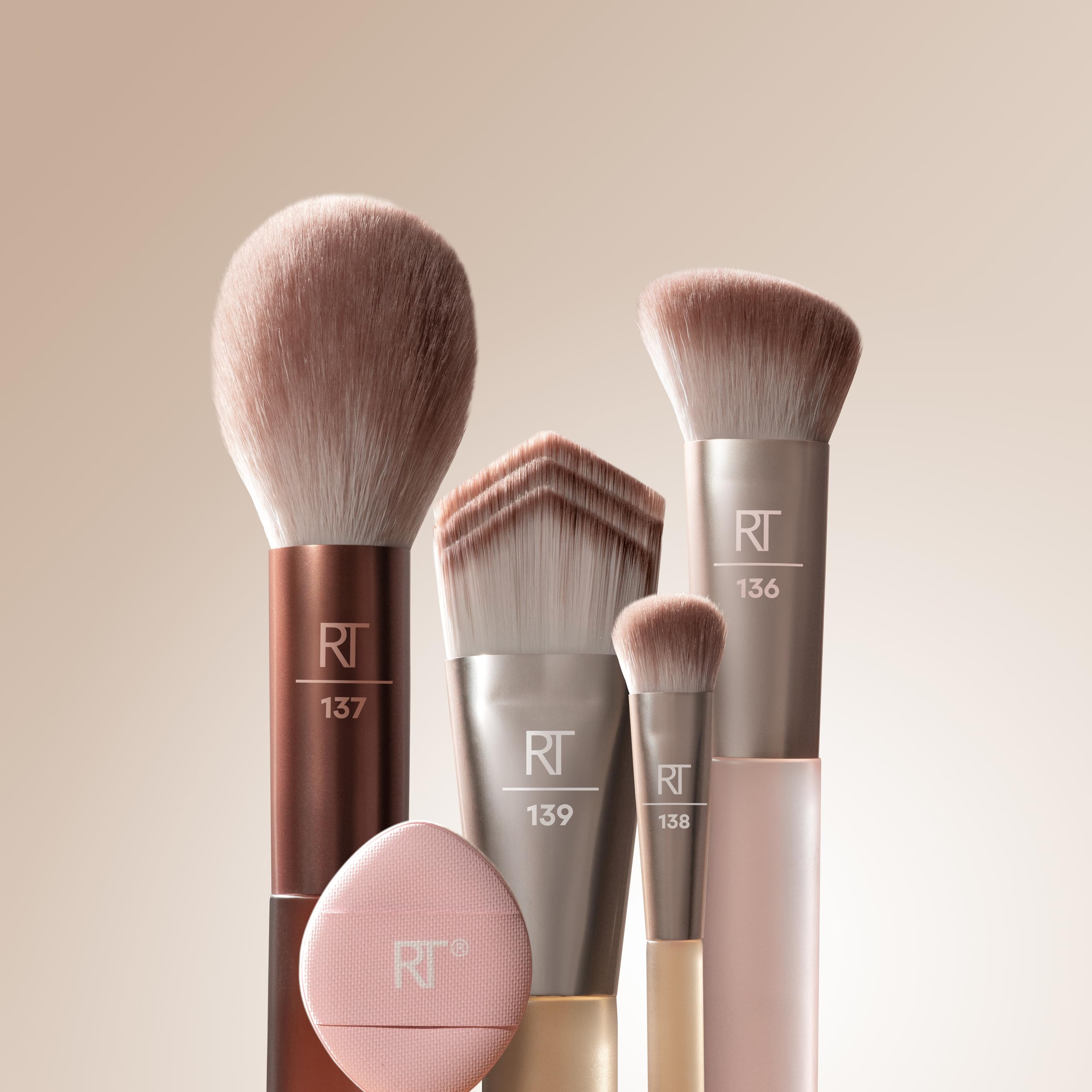 Real Techniques New Nudes 2.0 Blurred Base Kit, Soft Bristles, Set of 5 | Face Makeup Brushes Kit, Powder Puff Included, Seamless Blending of Cream, Liquid & Powder Formulas, Vegan & Cruelty-Free - Image 5